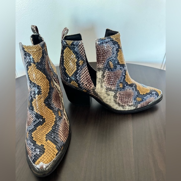 Jeffrey Campbell Snake Pattern Ankle Boots - Brown, Black, Gold - Picture 4 of 7